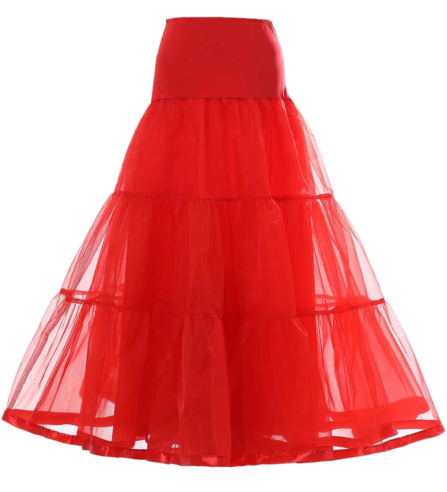 Jupon à Volants de 95 cm de Long, Style Vintage, for Robe de mariée, Tutu pour Les Mariages, Les fêtes(Red,L-XL)