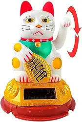 Gato da Sorte Maneki Neko Oriental Balança Mão Carrega Solar
