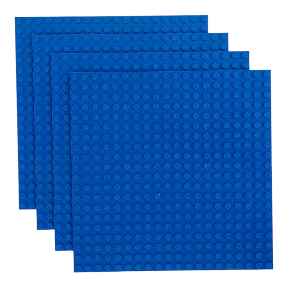 Classic Baseplate - Building Kit for Toddlers &amp; Kids - 20 x 20 Studs - 6.3 x 6.3 inches - Pack of 4 Baseplates - Compatible with Major Brands (Sky Blue)
