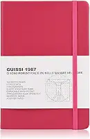 Capa dura Guissi clássica com pontilhados para notebook em grade A5 Premium 100 g/m² papel grosso livre de ácido com bolso interno fino em couro sintético para escritório, material escolar, 144 páginas projetadas em Florence, Solferino