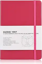 Capa dura Guissi clássica com pontilhados para notebook em grade A5 Premium 100 g/m² papel grosso livre de ácido com bolso interno fino em couro sintético para escritório, material escolar, 144 páginas projetadas em Florence, Solferino