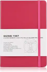 Capa dura Guissi clássica com pontilhados para notebook em grade A5 Premium 100 g/m² papel grosso livre de ácido com bolso interno fino em couro sintético para escritório, material escolar, 144 páginas projetadas em Florence, Solferino