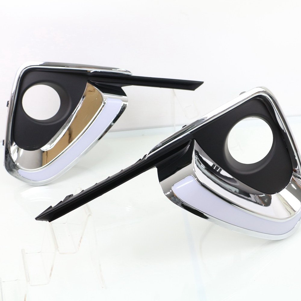 July King LED Daytime Running Light DRL for Toyota Fortuner 2016-2019, 6000K LED Front Bumper Light with Yellow Turn Signals