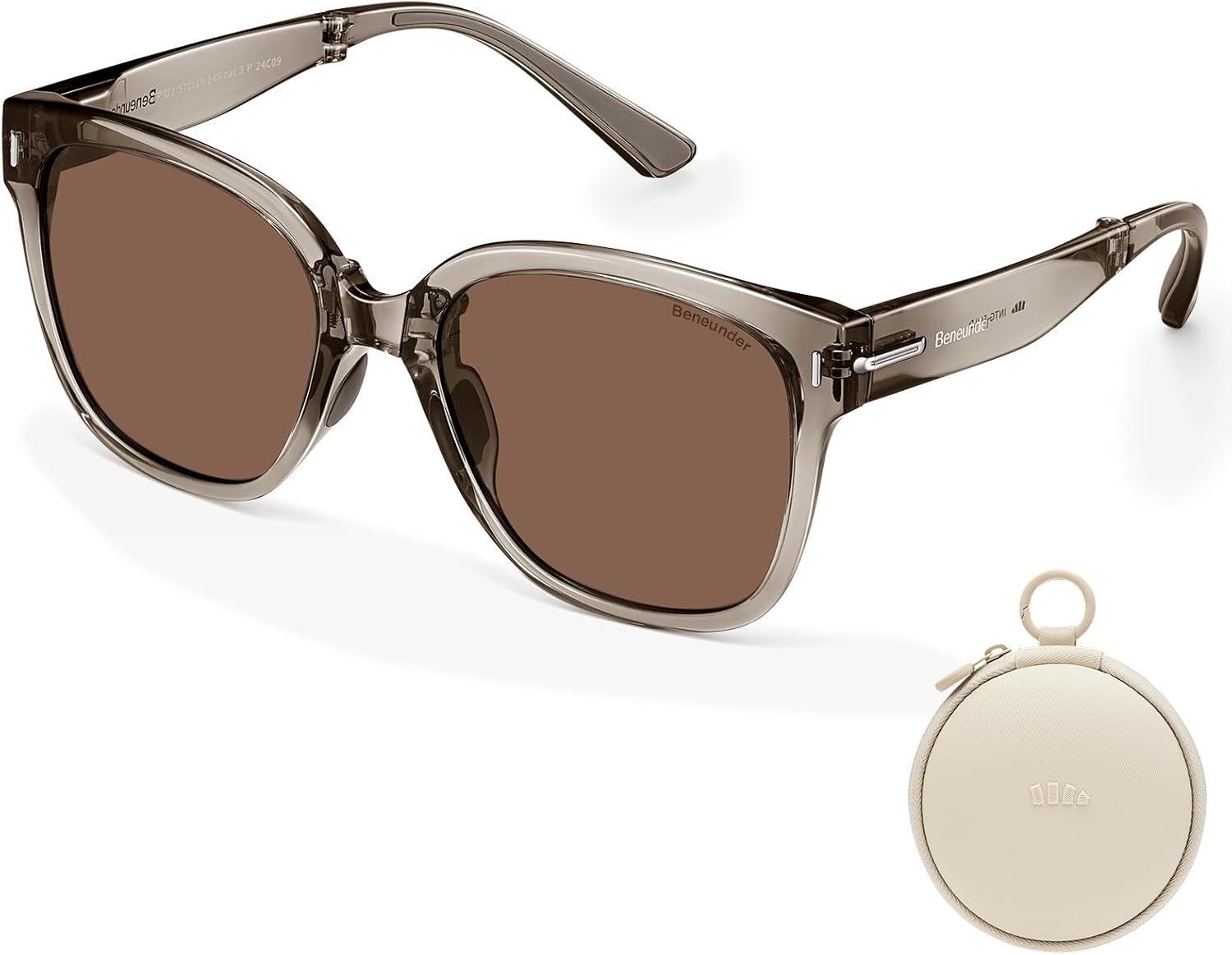 BENEUNDER Polarized Sunglasses for Men Women, Ultra Lightweight Folding Sunglasses with Organizer Translucent Tea Tea - Image 1 of 5