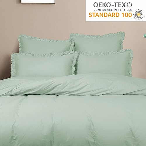 Miniatura 7 de PHF Fundas de almohada 100% algodón lavado con volantes, tamaño estándar, paquete de 2 fundas de almohada de 20 x 26 pulgadas, sin relleno, fundas