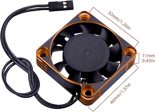 Miniatura 2 de Ventilador de enfriamiento del motor de coche RC Disipador de calor 16000RPM Ventilador de enfriamiento ESC sin escobillas 1.575x1.575 in para coche