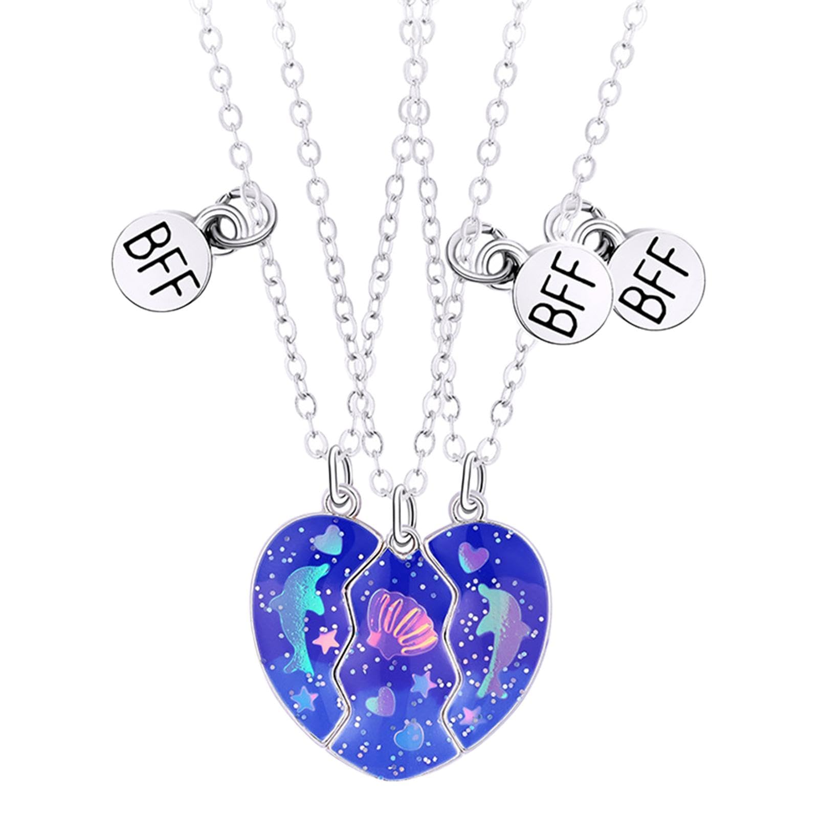 ハート型　ネックレスパーツ　ブランド不明　3個セット Amazon | Bff ハートペンダントネックレス トリオ | フレンド