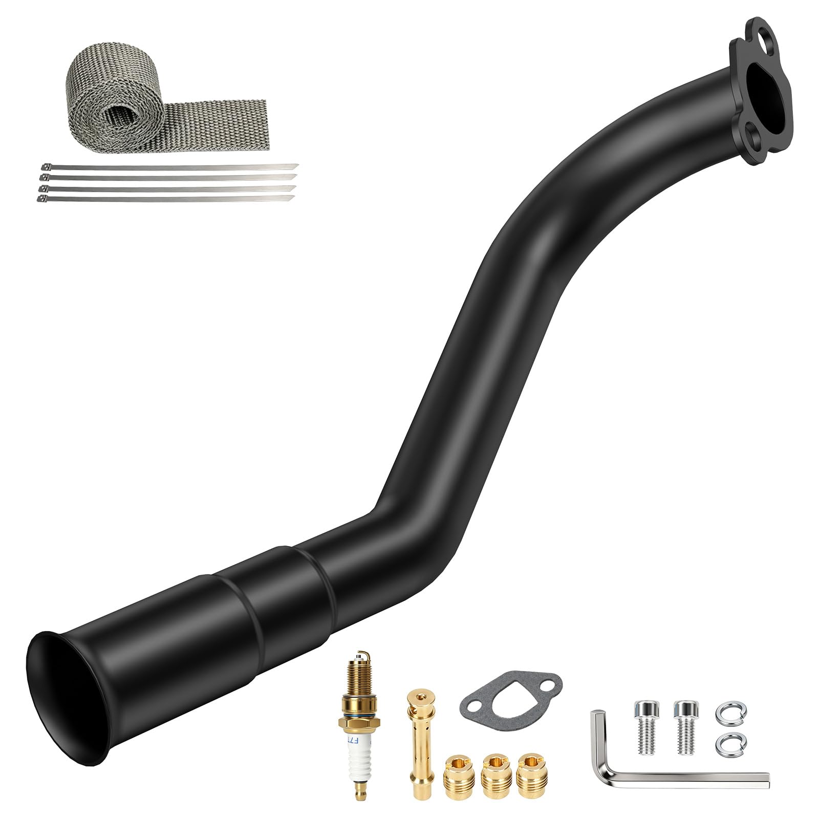 HIAORS Trumpet 212cc Exhaust Pipe Kit for Mini Bike Coleman KT196 Go Karts