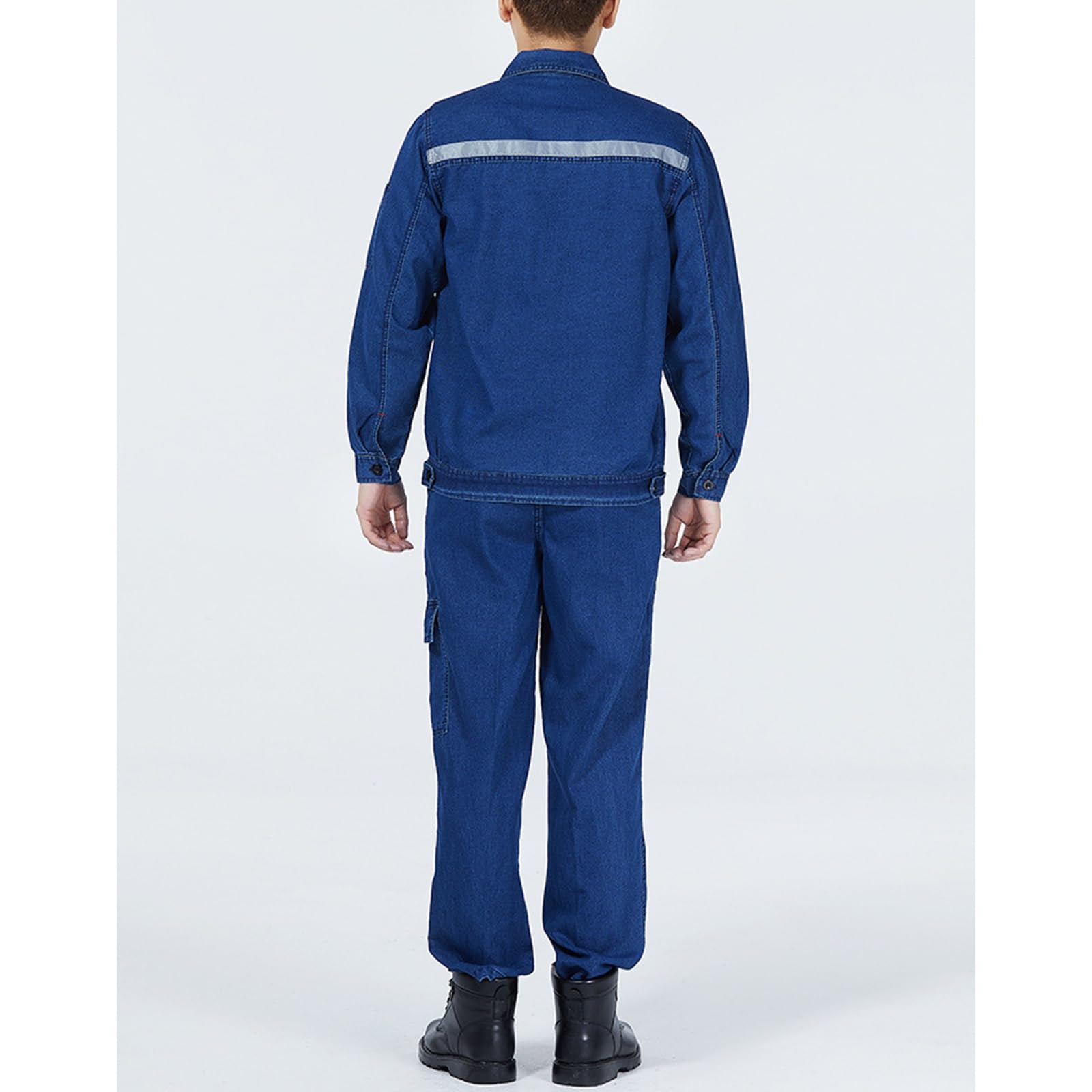 Ropa d Trabajo de Seguridad Reflectante para Hombre Mezcla de Algodón y Poliéster Ajuste Cómodo Cremallera Metálica Bolsillo En El Pecho Uniforme Laboral