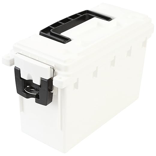 Sheffield 12681 White Marine Storage Box, Ammunition Storage Boxes, Water Resistant Box, 3 Locking Options