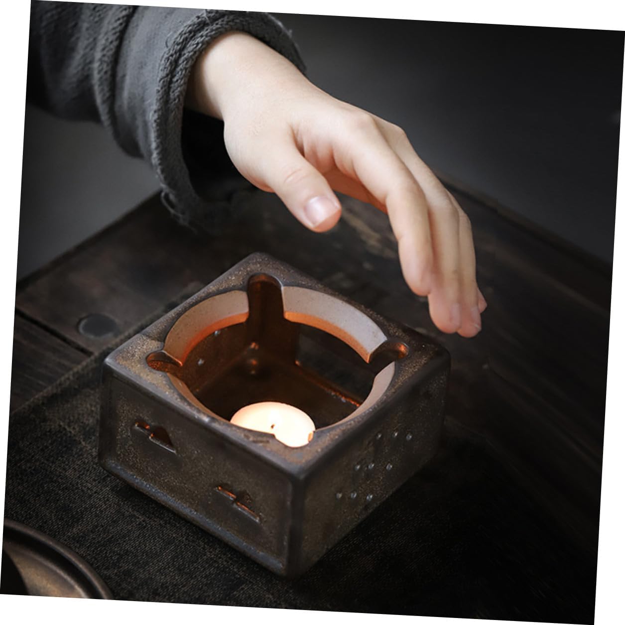 Ceramic Tea Warmer Stove Vintage Teapot Heating Tool Non-Slip Base Stable Temperature Control for Home Use Without Candle