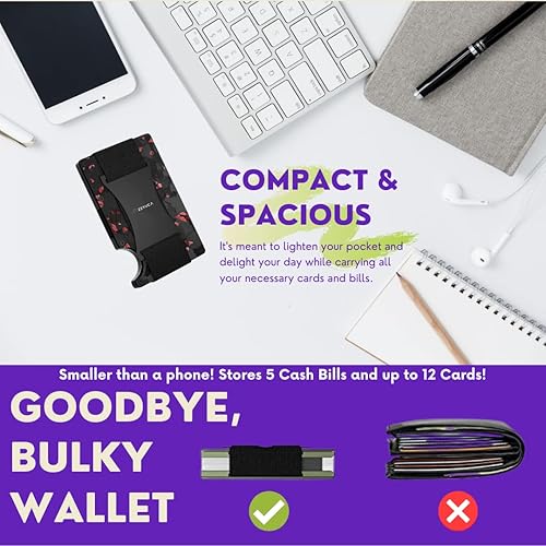 Vista 6 de Zeyuca Billetera delgada para hombre, cartera minimalista para hombre, bloqueo RFID, cartera delgada con clip para dinero y tarjetero de crédito