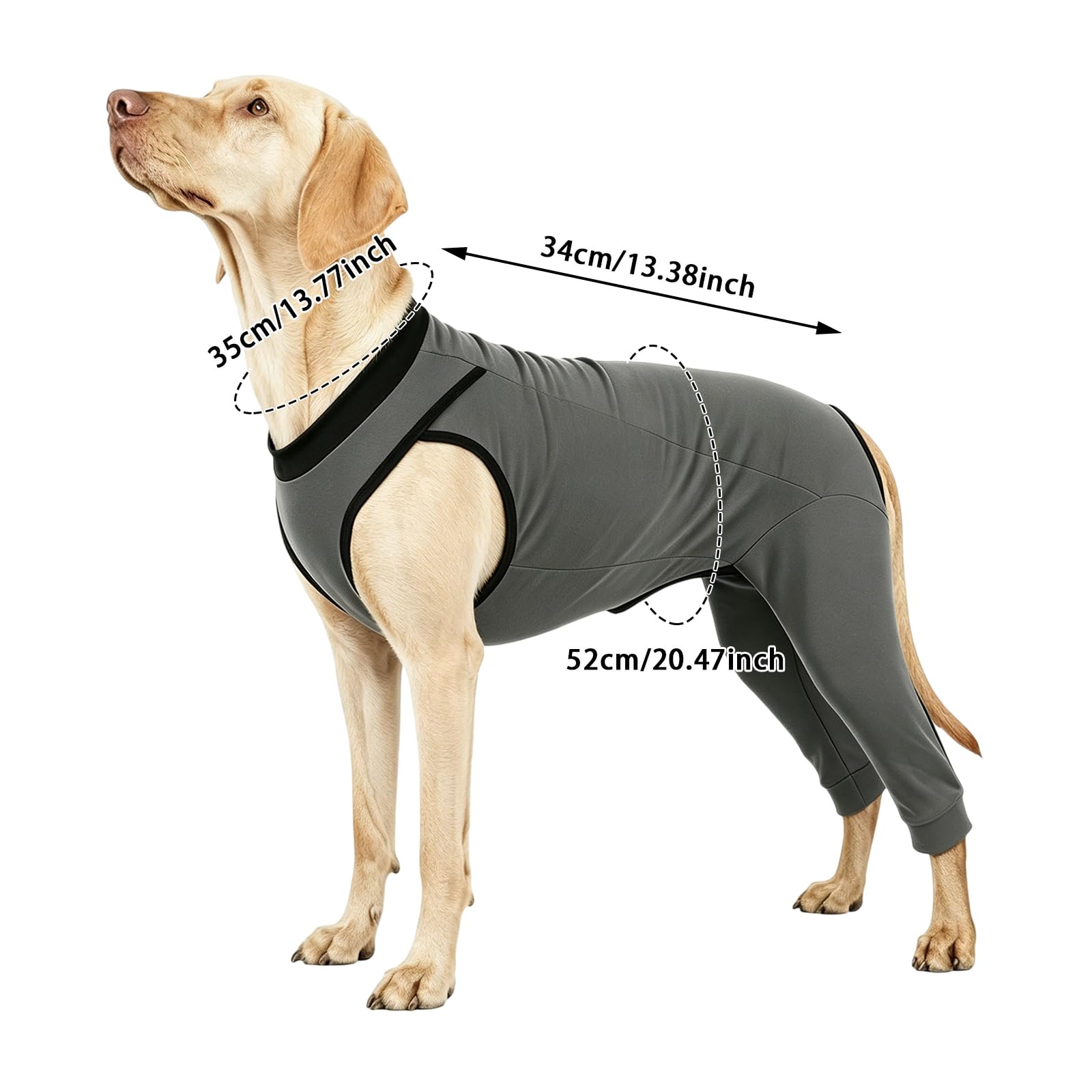 Post-OP Recovery Suit with Hind Leg Sleeves, Easy On/Off Alternative to