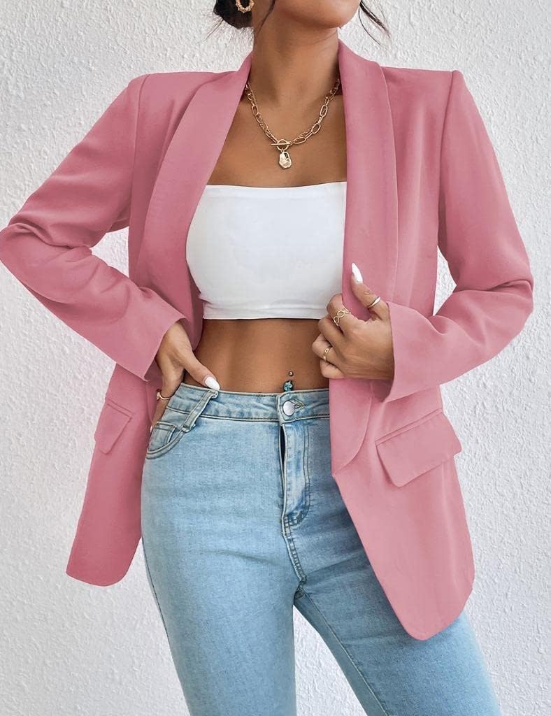 Women's Sweater Blazers Bussiness Casual Jacket Long Sleeve Cardigan Button Front Lapel Suit with Pockets - Image 2