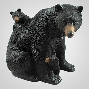 Polyresin Bear with Cubs Figurine, 6.5-inch Length, Tabletop Decoration
