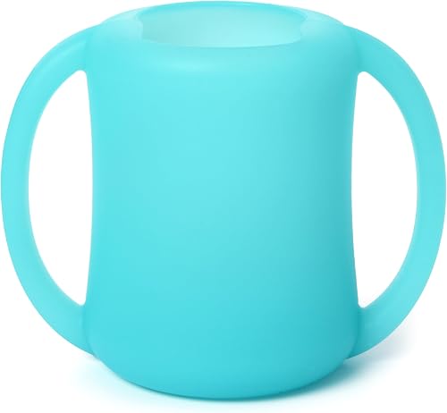 PrimaStella Silicone Baby & Toddler Training Cup with Handles (Sea Glass)