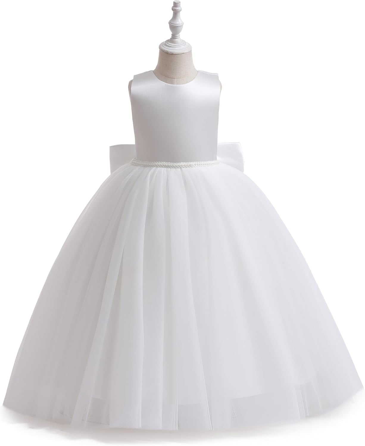 Glamulice Flower Girls Satin Bridesmaid Dress V Open Back Long A Line Wedding Pageant Dresses Princess Party Ball Gown - Image 3