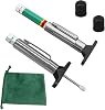 2PCS Car Tire Tread Depth Gauge Kit, Tire Thread Depth Meter Tool Color Coded with Portable Bag and 2 Valve Caps, 1 Within 132 Inch Accuracy, Universal Car Accessories for Car, Truck, SUV