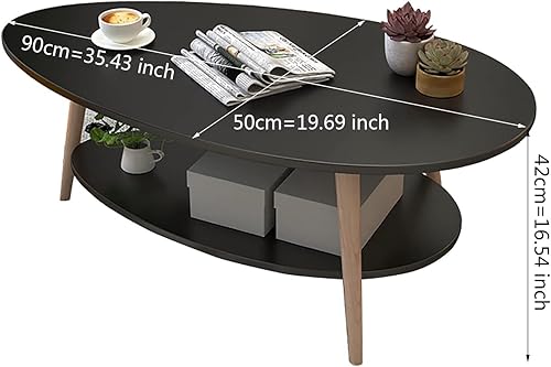 Miniatura 2 de SYALEO Mesa de Centro Mesa de centro en forma de gota, mesa de centro ovalada de 2 niveles, mesa de cóctel de estilo contemporáneo de 35.4 pulgadas,