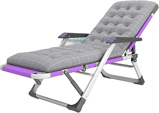 Cadeira de gravidade grande, cadeira de convés ajustável espreguiçadeira respirável dobrável berço de acampamento com almofada reclinável dobrável para varanda de quintal ao ar livre, cinza_178x25x67cm (roxo 178x25x67cm) (roxo 178x 178 cm)