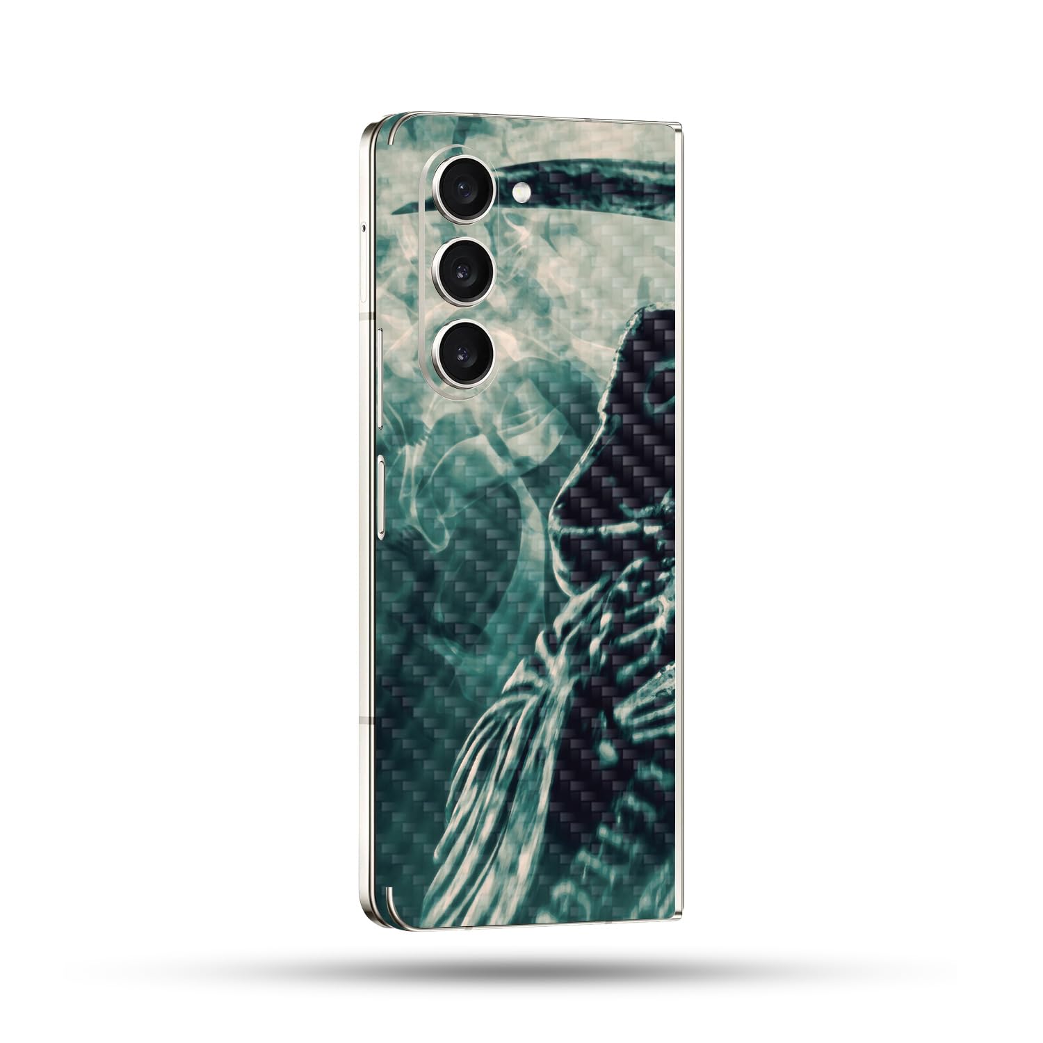MightySkins Carbon Fiber Skin Compatible With Samsung Galaxy Z Fold 5 Full Wrap - Symbol Of Death | Protective, Durable Textured Carbon Fiber Finish | Easy To Apply and Change Styles | Made in the USA