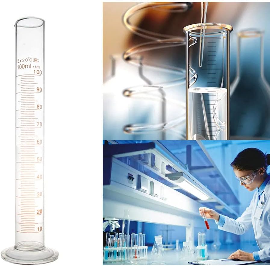 100 ML Glass Graduated Cylinder Measuring Single Metric Scale for Chemistry Lab Home Measuring Cups Glass Measuring