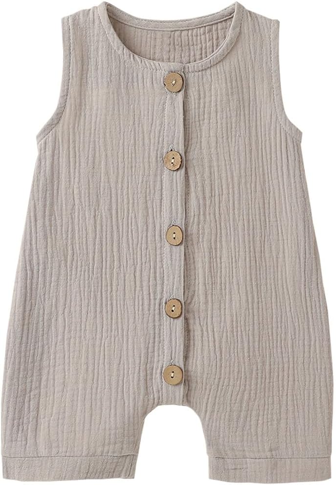 Infant Newborn Baby Boys Girls Cotton Linen Romper Summer Jumpsuit Sleeveless Overalls Clothing Set