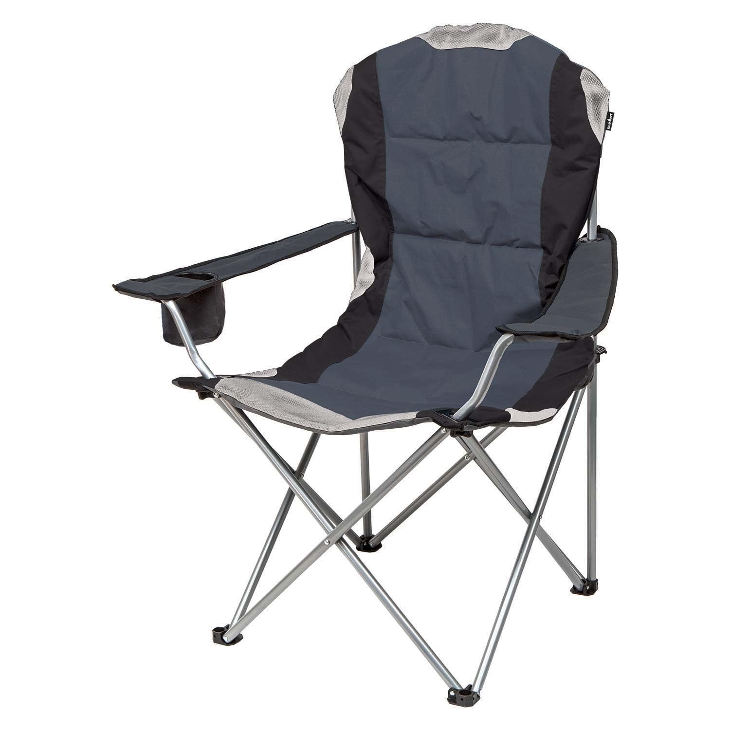 VFM - Grey Berkley Padded Chair With Carry Bag High Back Relaxer Indigo - Summit Camping, Easy, Durable, Comfortable, Lightweight, Festivals, Hiking, Picnics, Outdoor Living, Water Resistant