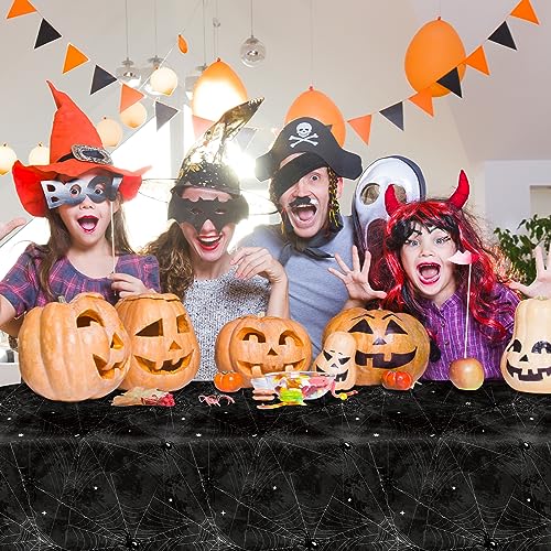 Image of Gatherfun Halloween Party Supplies - Spider Webs Disposable Tablecloth Plastic Table Cover, Ideal for Halloween Spider Webs Party Decorations, 54 X 108 Inch, 3 Pack