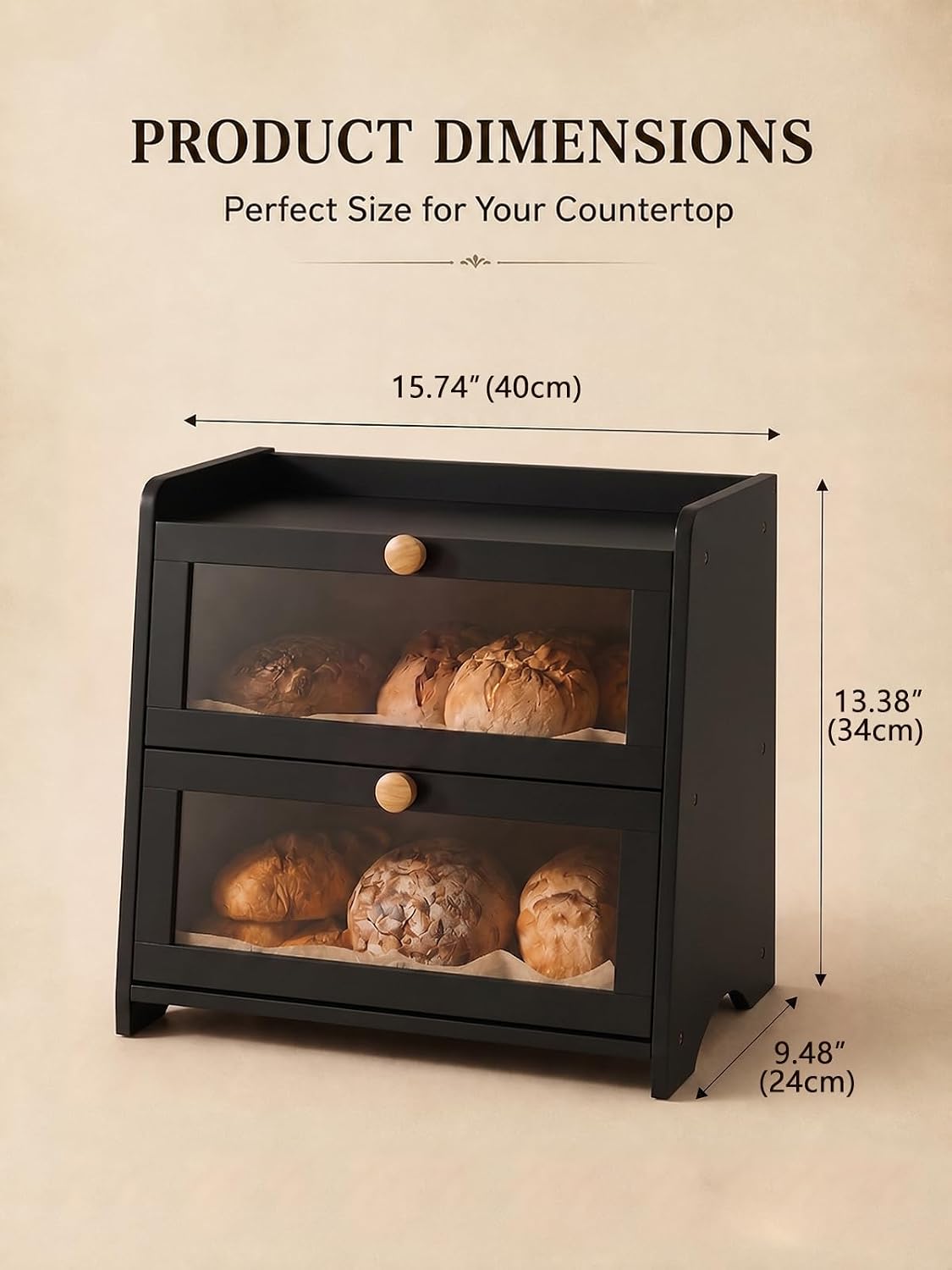 Bread Box for Kitchen Countertop Large Capacity with Top Storage Shelf image 3
