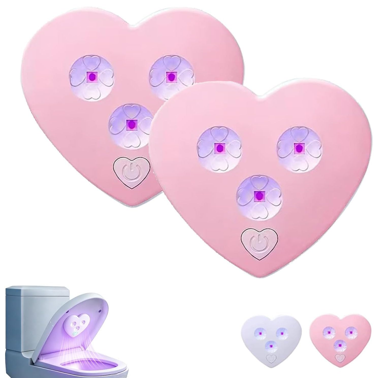 Smart UVC Toilet Sterilizer Light, Automatic Odor Reduction (Pink*2)