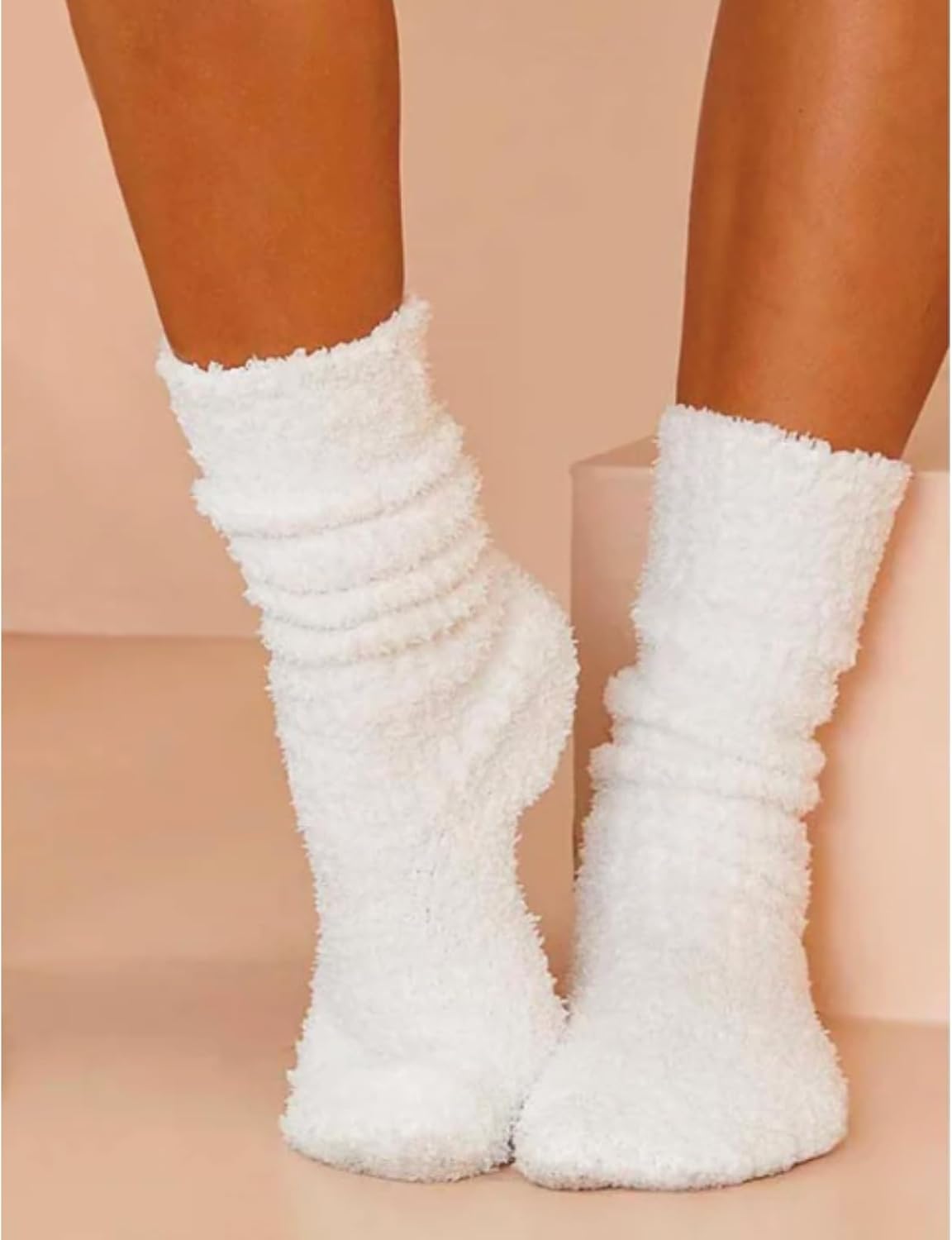 3PAIRS Fuzzy Crew Socks For Women Warm Winter White Novelty Socks Unisex MultiColor - Image 5