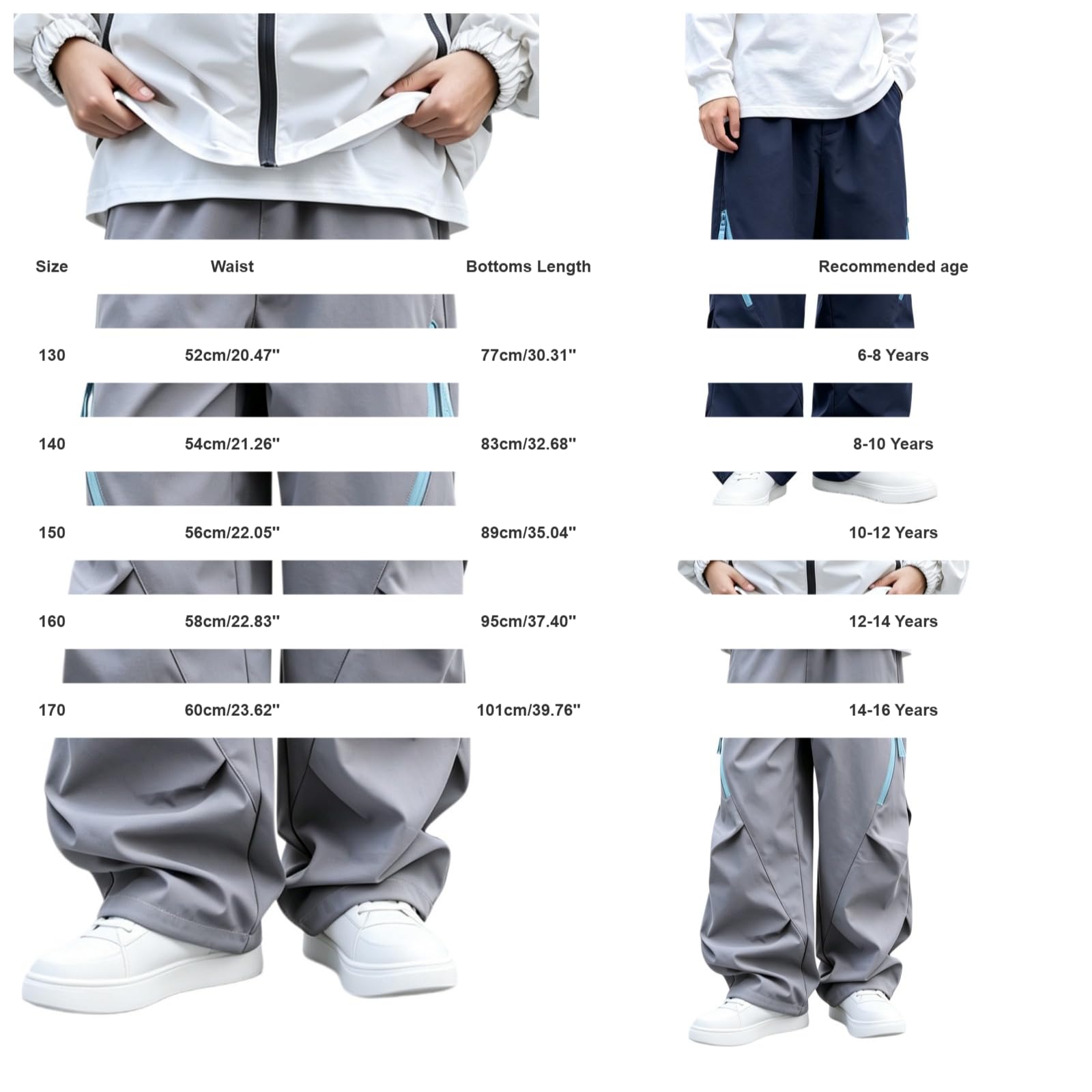 WINWUQB Cargohose für Jungen, weites Bein