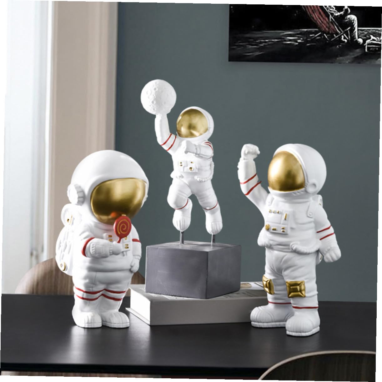 Veemoon Figuras De Astronautas Creativas De Resina Adorno De Mesa para Sala De Estar Dormitorio De Adorno Hogar Delicado