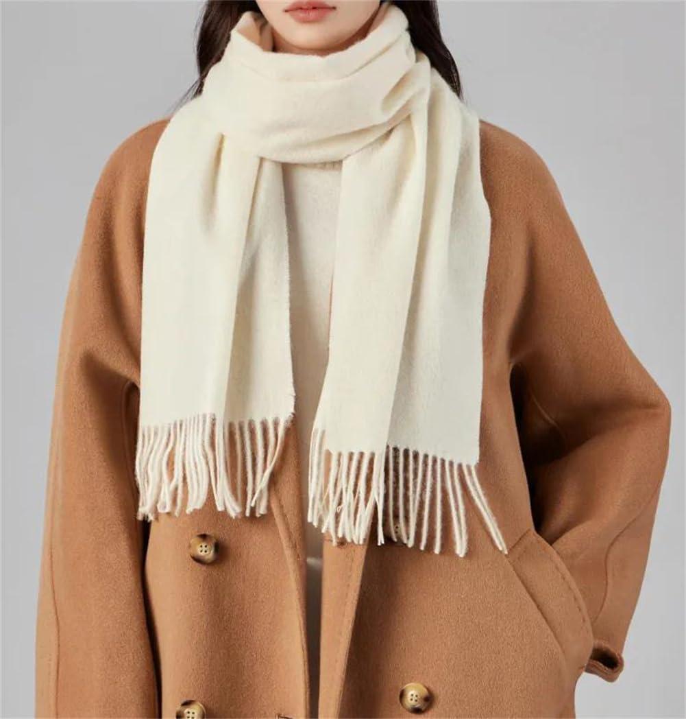 Vsadsau Women 100% Wool Plaid Scarf Cold Weather Warm Shawl Tassel Fringed Wrap Scarves