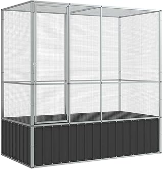 vidaXL Aviary Bird Cage - 82.9"x42.1"x83.5" Galvanized Steel | Spacious Parrot Budgie Habitat with Lockable Door & Mesh Grid for Indoor/Outdoor Use