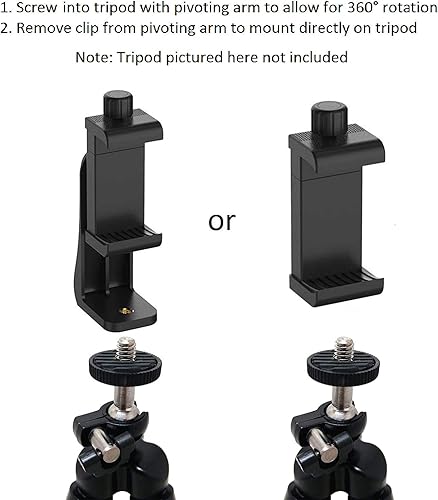 Miniatura 4 de Alphx - Juego de adaptador universal para trípode para teléfono celular, compatible con iPhone, Samsung y todos los teléfonos, gira vertical y