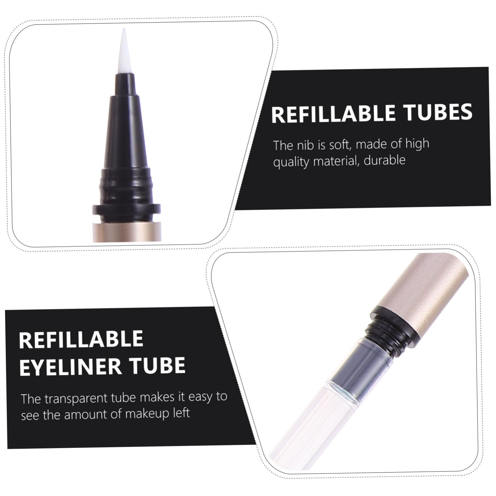 CALLARON 5 Pezzi Tubi Eyeliner Vuoti Ricaricabili da 1 Ml, Contenitore in Plastica Oro per Conservare Cosmetici, per Saloni