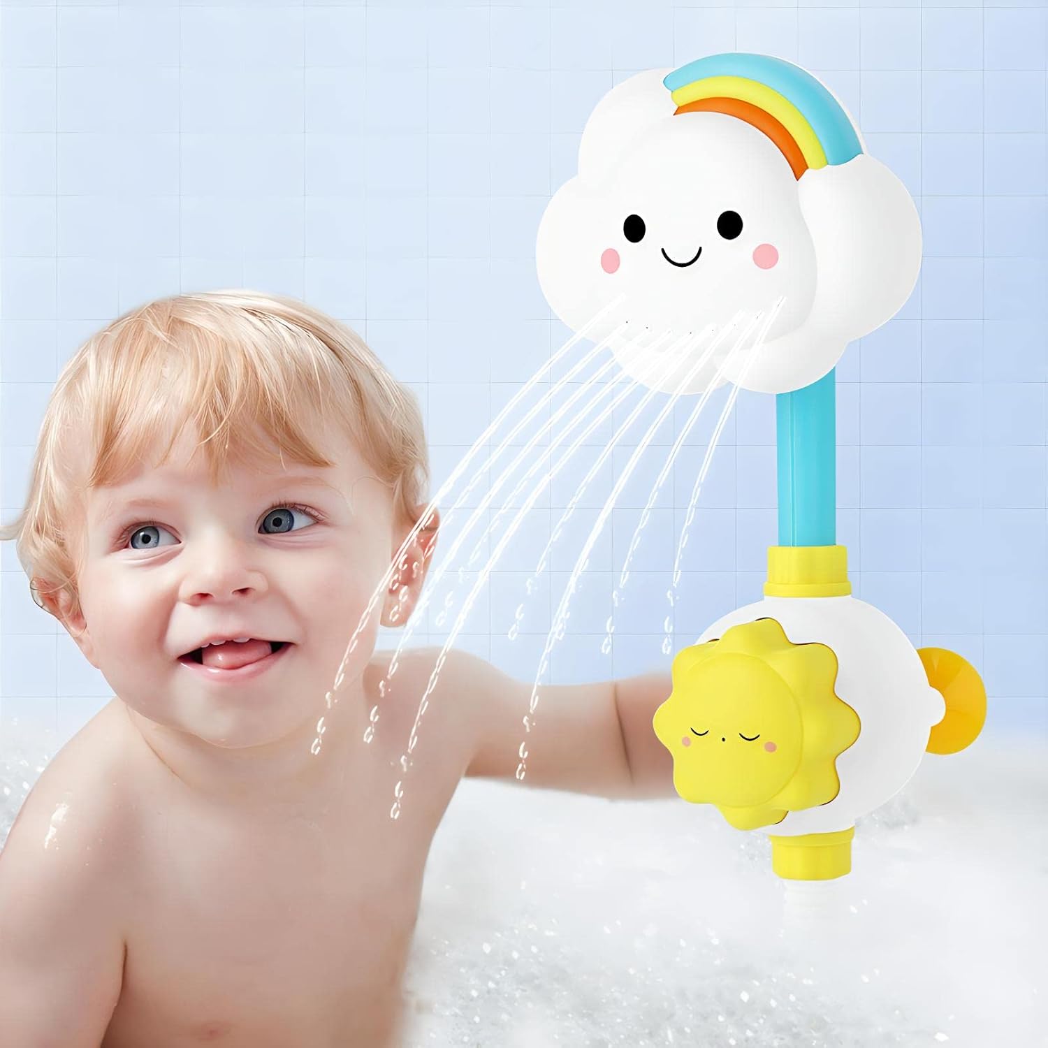 Amazon.com: Electric Shower Bath Toy Sprinkler Head - Rainbow Cloud ...