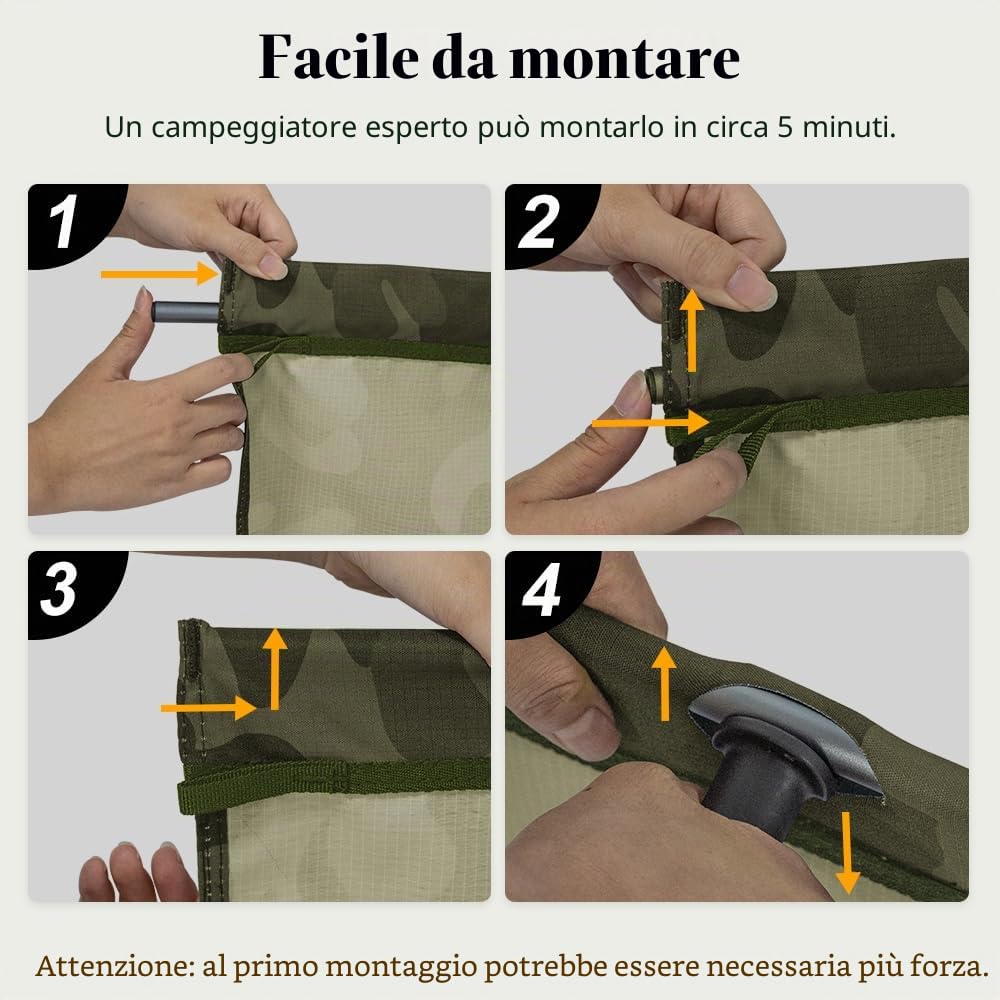 TOMOUNT Feldbett - Letto pieghevole in alluminio, leggero, facile da montare, per campeggio, escursionismo, viaggi, spiaggia, colore: verde mimetico
