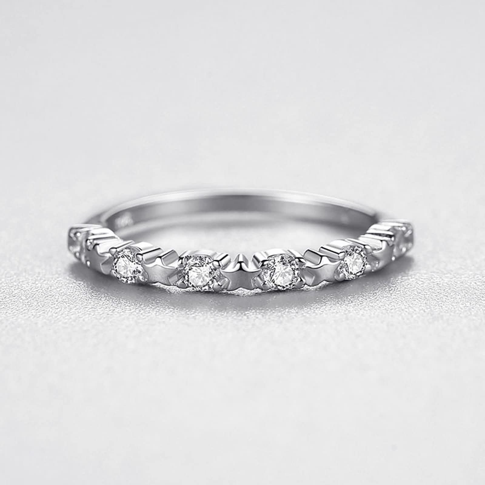 Anelli da ragazza per lei, anelli in argento sterling alla moda con strass a stella singola fila gioielli vintage per le donne, Adjustable, Zirconia cubica