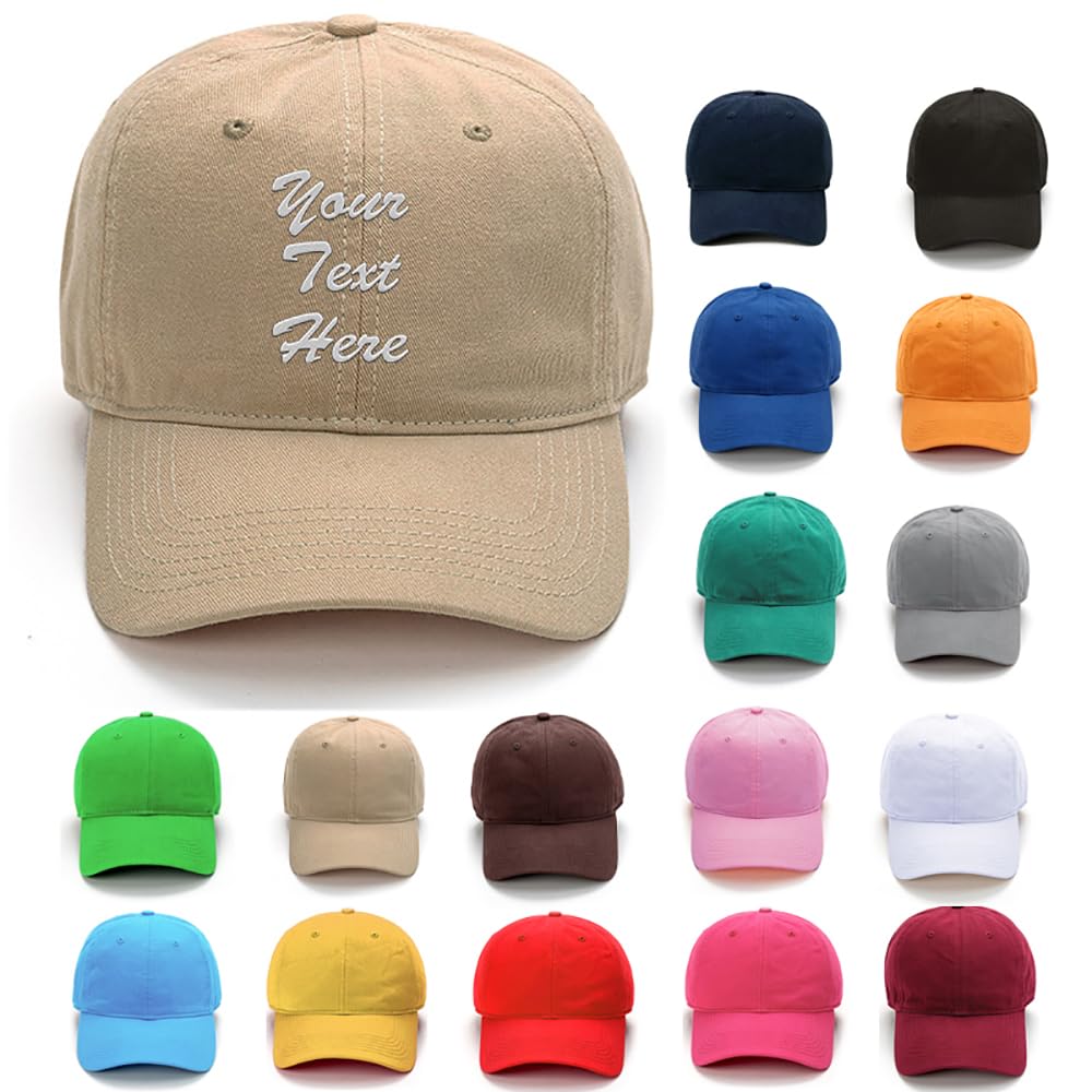 Van Der Linn Unisex Beige Personalised Embroidered Baseball Cap Hat Cotton Mens Ladies (Cotton, )