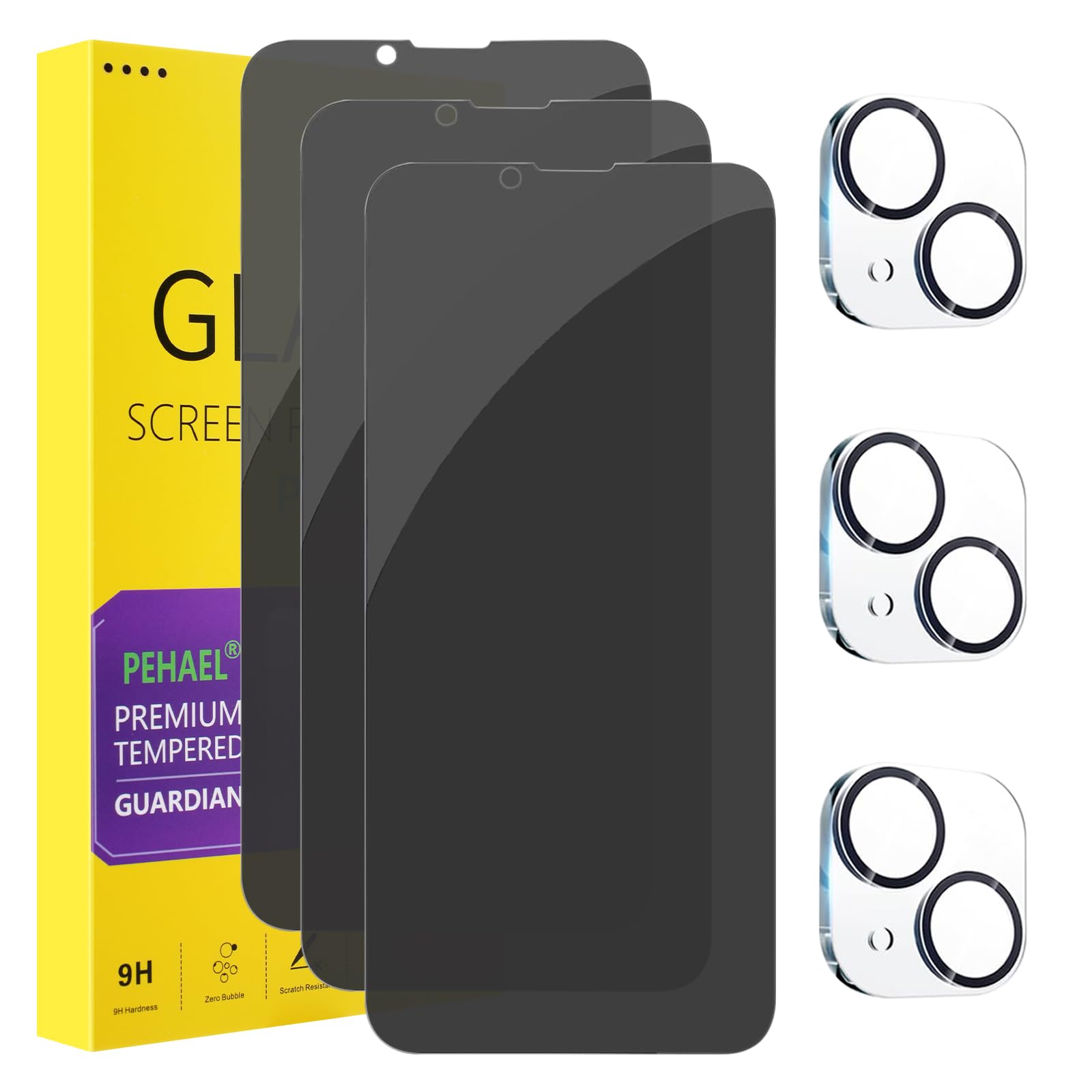 PEHAEL for iPhone 13 Mini Privacy Screen Protector+Camera Lens Protector