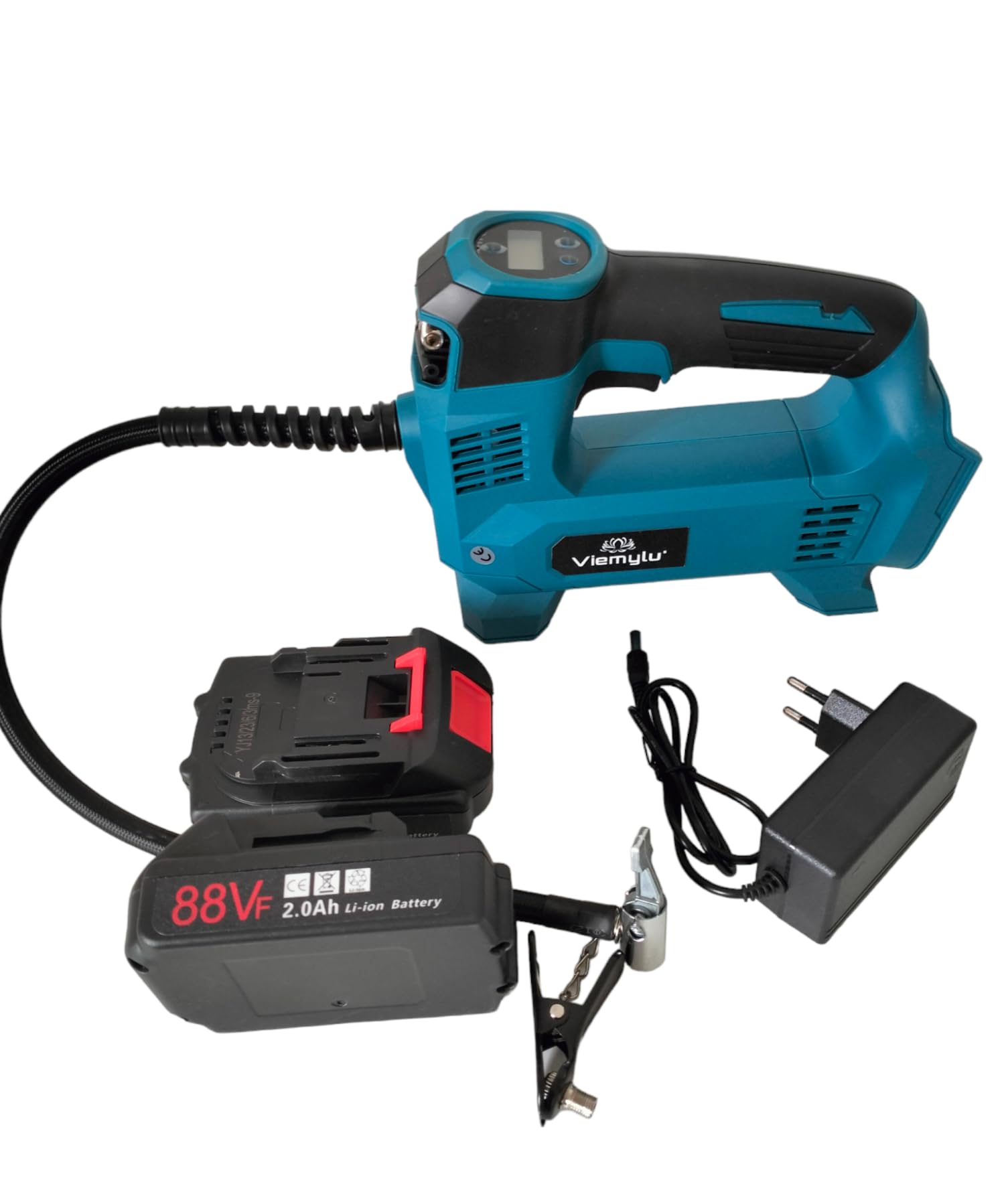 COMPRESSORE ARIA PORTATILE A BATTERIA RICARICABILE PER RUOTE AUTO MOTO BICI