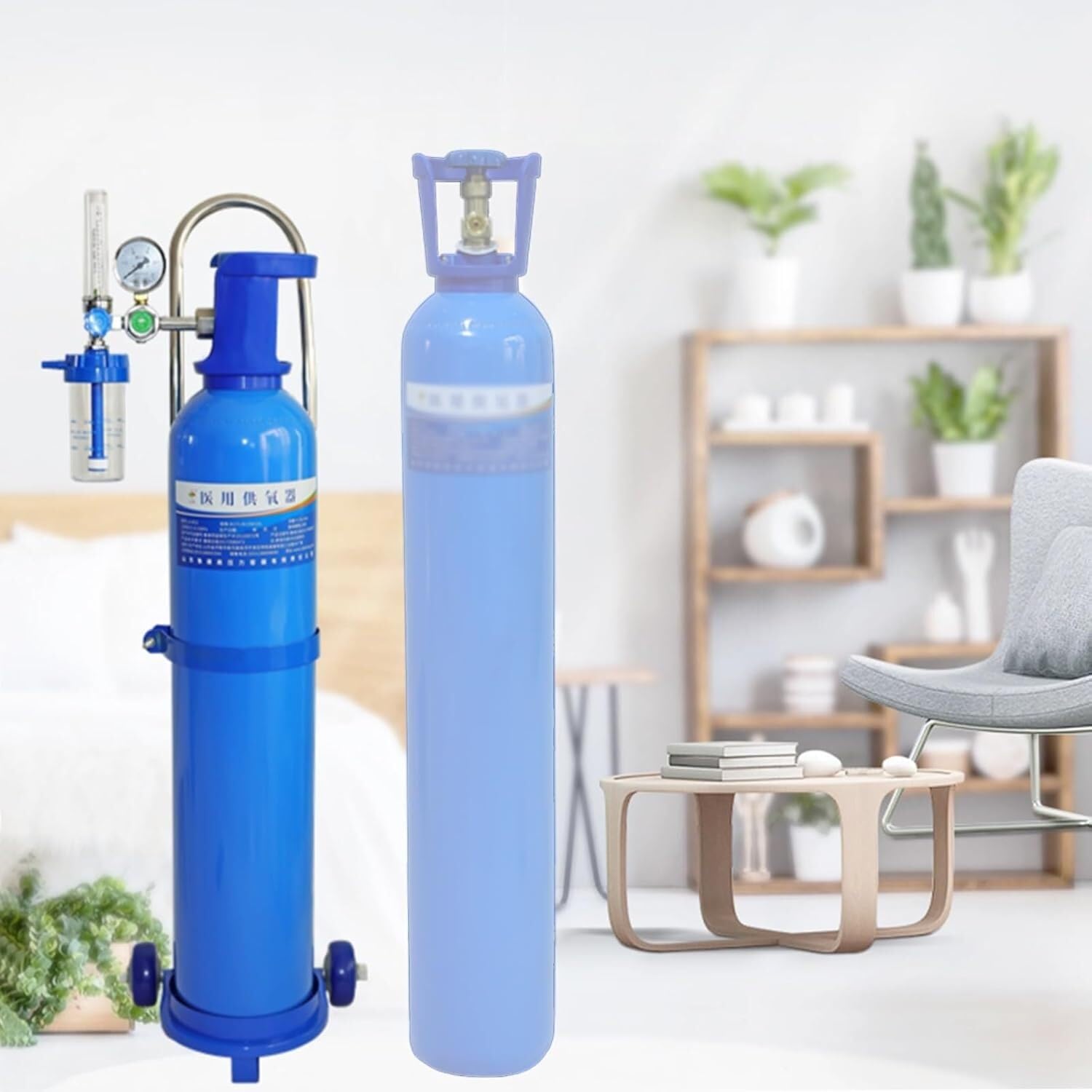 Estante de almacenamiento cilíndrico de doble rueda, carrito de acero inoxidable para tanques de oxígeno, soporte comercial para botellas de gas