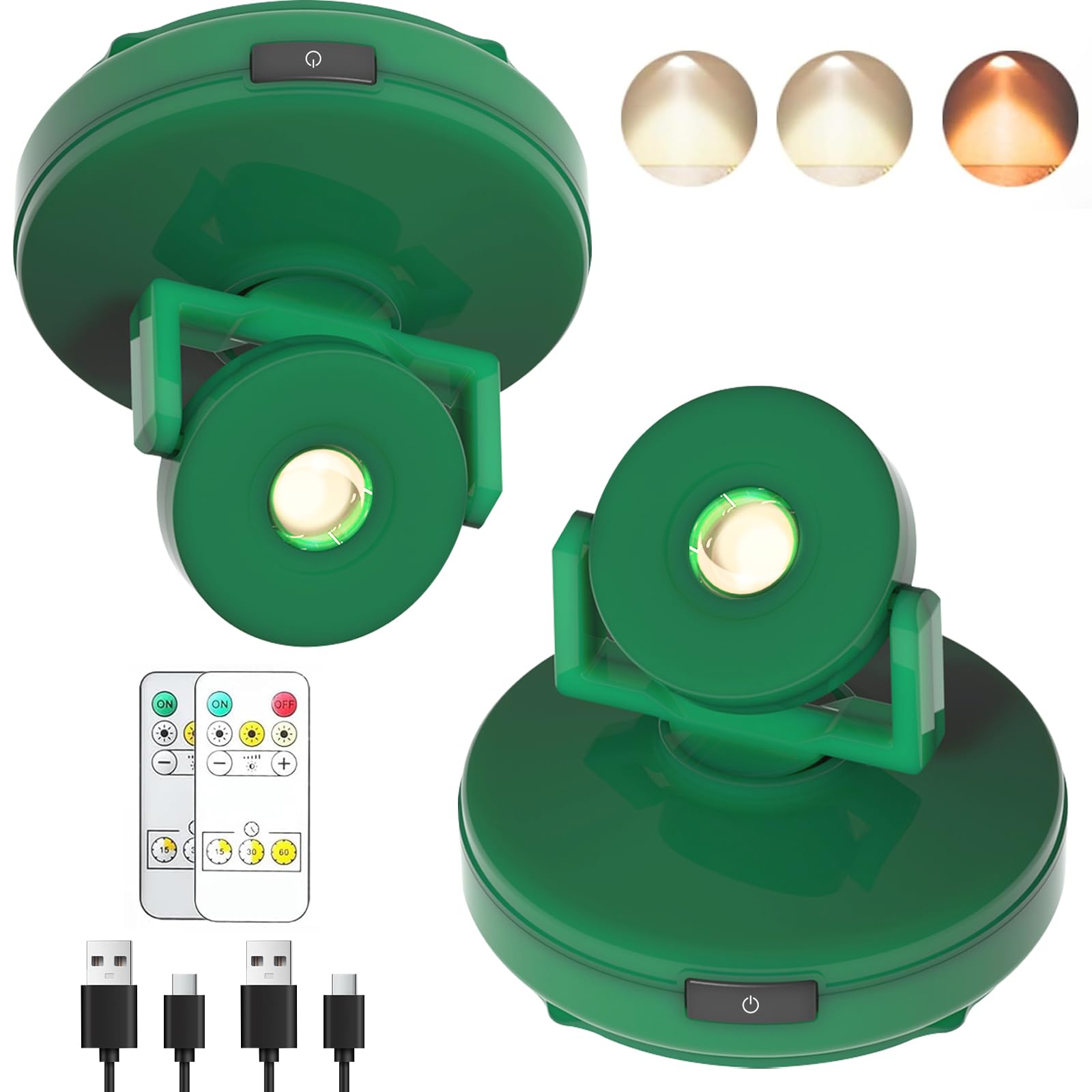 2Pack Rechargeable Wireless Spotlights, Rechargeable Uplighting Indoor with Remote Dimmable, Tree Spotlight Indoor Battery Powered Ceiling Spotlight for Artwork Picture Painting Plant