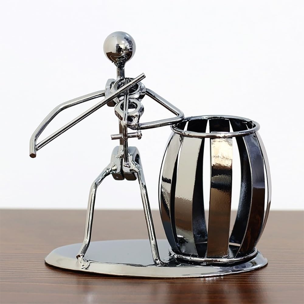 Rubik Metal Art Crafts Guitar Theme Desktop Decorative Pencil Pen Holder for Desk Pen Organizer (Violin-C161)