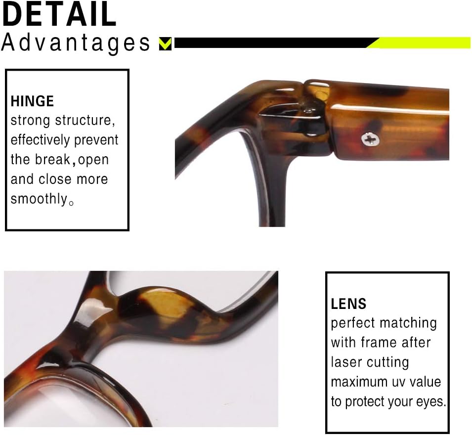 Henotin 5-Pack Reading Glasses Blue Light Blocking Anti Eyestrain Computer Reading Glasses for Women and Men Readers (5 Pack blue, 0.00, Diopters) - Image 3