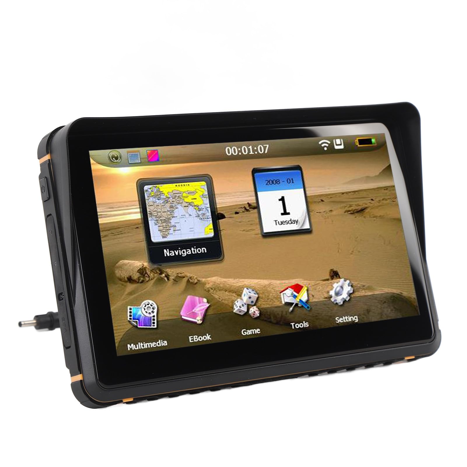 Luocute Motocykl GPS Navigator, 256 MB 16G 7 -calowy rozdzielczość HD Urządzenie Nawigacyjne GPS Obsługa FM, Wodoodporne Pojazd Dotykowy GPS z 7 Trybami, dla Win CE 6.0