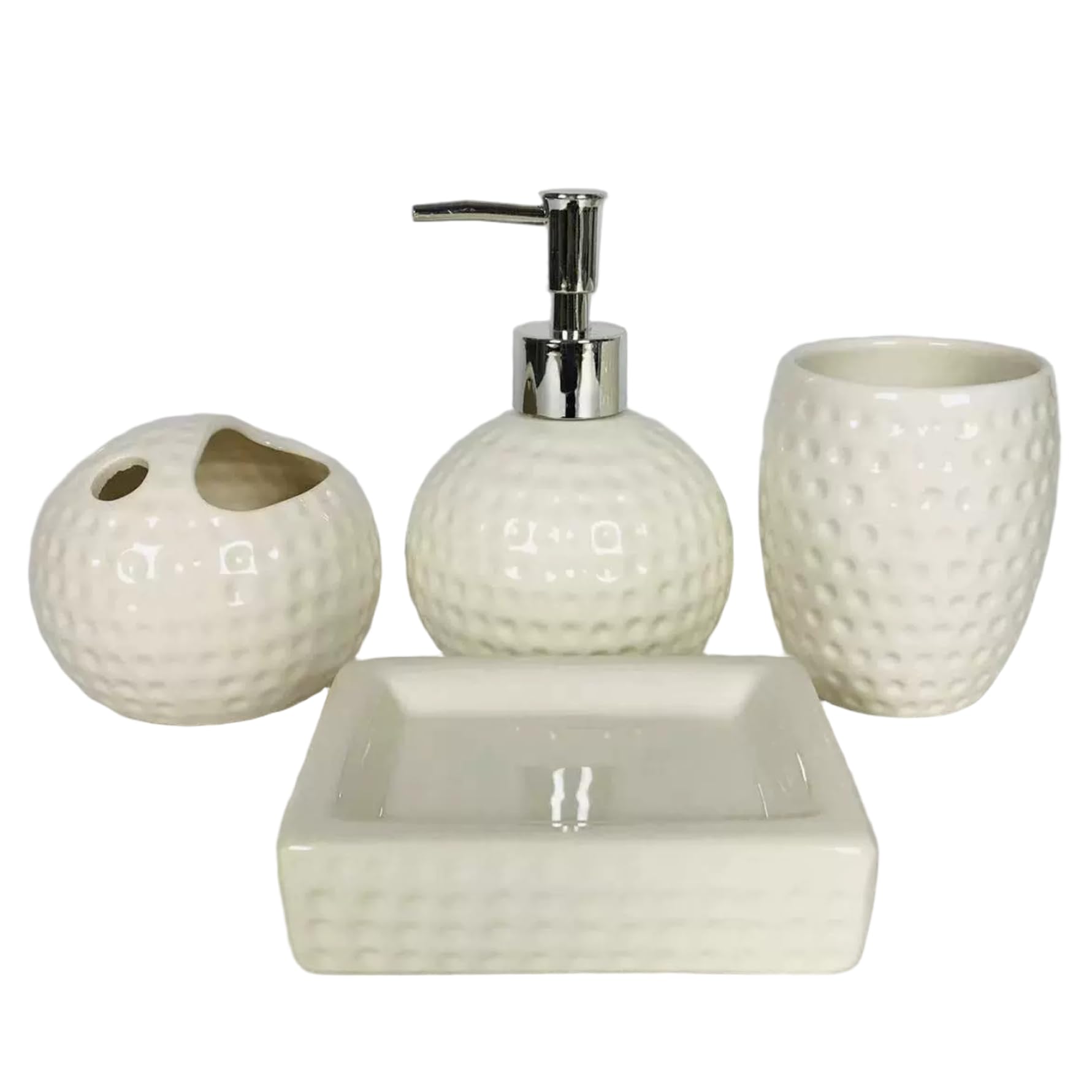 Juego de accesorios de baño de cerámica con dispensador de jabón blanco